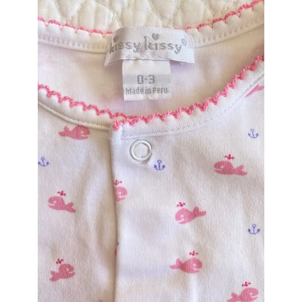 Kissy Kissy Baby Girls Pink Whale Print Footie Sleeper Pima Cotton 0-3 months